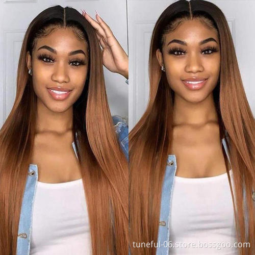 13x5 Straight Wig Color T1B/30 Ombre Highlight 150% Lace Front Human Hair Wigs for Women Remy Brazilian Invisible Medium Ratio